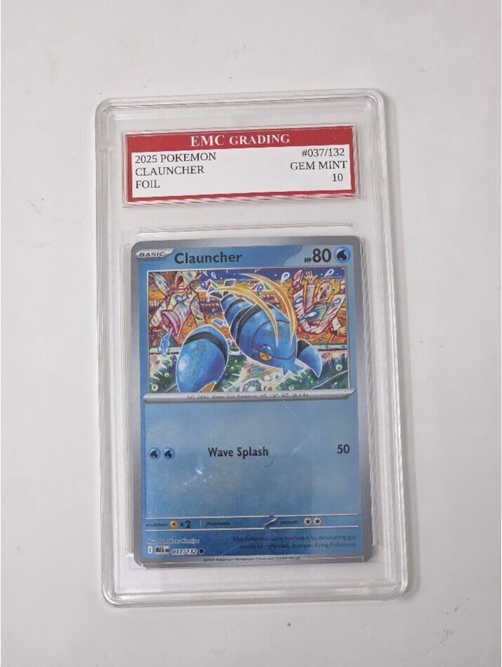 EMC Grading 10 2025 Pokemon Clauncher Foil Card 037/132 Slabbed Mint Grade